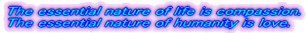 The essential nature of life is compassion. The essential nature of humanity is love.